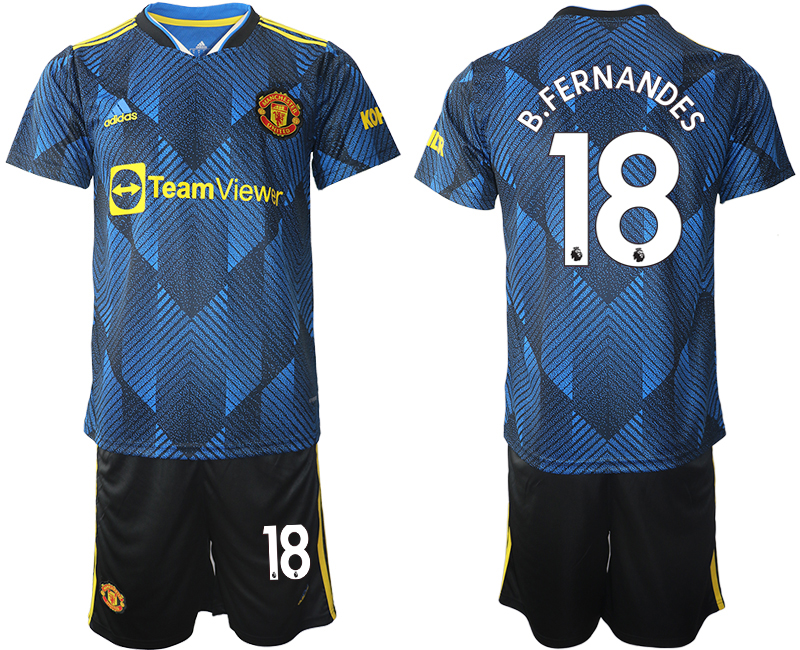 Men 2021-2022 Club Manchester United Second away blue #18 Soccer Jersey